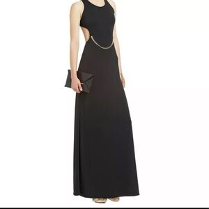 bcbg black backless dress Cowl Neck Halter Gown